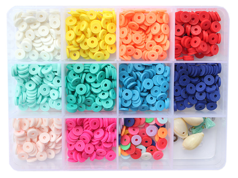 Achat Boite de 11 couleurs de perles heishi 6 mm POP + accessoires